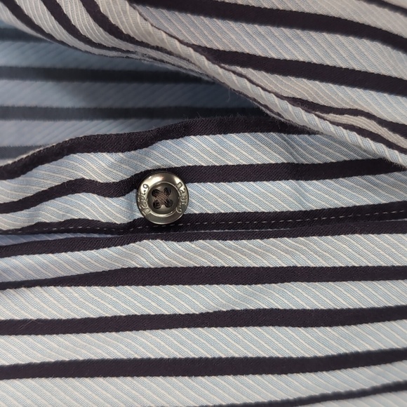 Apt 9 Blue Stripe Long Sleeve Button Front Superfine 80s Cotton Size Extra Large - Picture 3 of 6